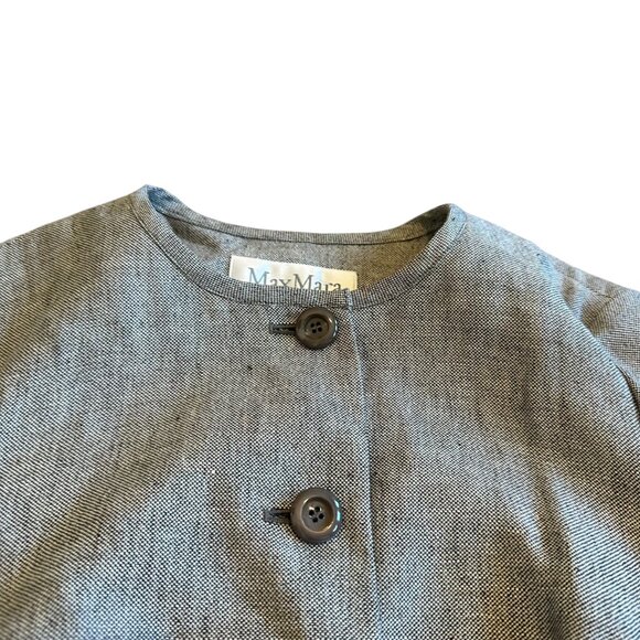 MaxMara Short Sleeve Grey Blazer Jacket Top Belt Linen Cotton Size 6 Womens NWOT - Picture 2 of 13